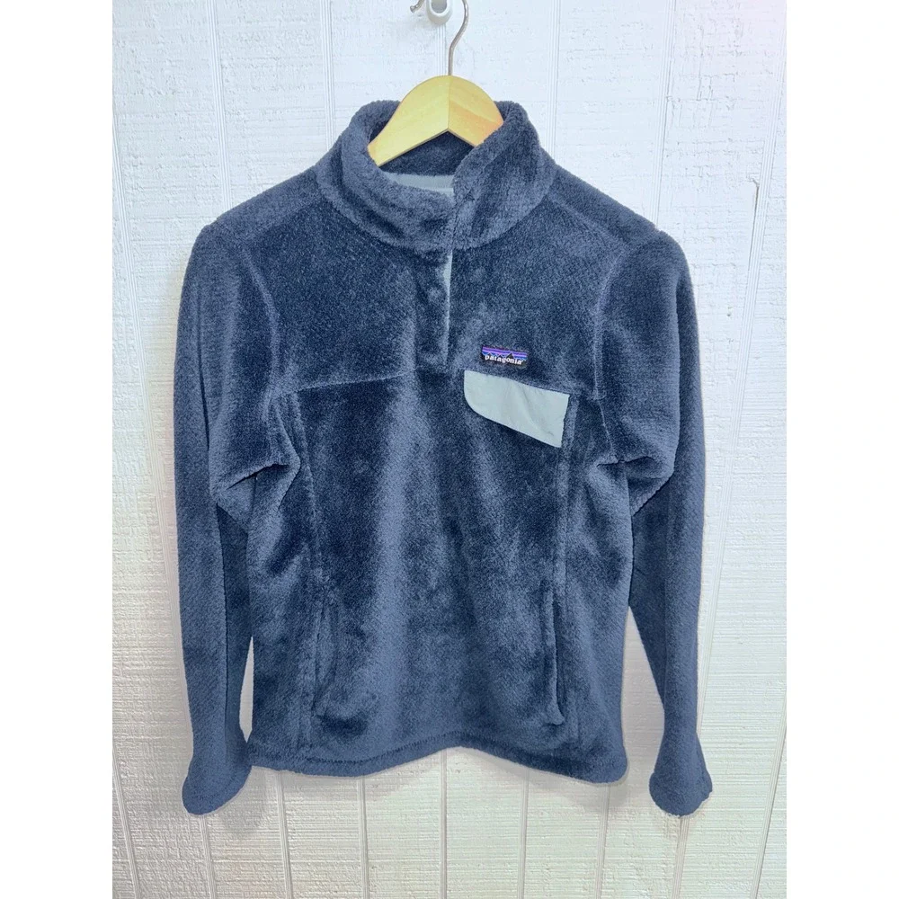 Patagonia Re-Tool Snap-T Pullover Women Medium Navy Blue Fleece Jacket 25442 M